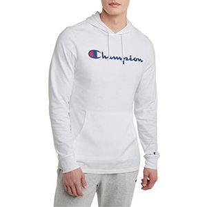 Champion Heren Hoodie, Midweight T-shirt Hoodie, Zacht en Comfortabel T-shirt Hoodie voor Mannen, Wit Script, M