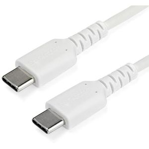 StarTech.com 2m USB C Lader Kabel, Rugged Fast Charge & Sync USB 2.0 naar USB Type C Laptop Laderkabel met TPE Aramidevezel Mantel, M/M, 60W, Wit, Samsung S10 S20, iPad Pro, MS Surface (RUSB2CC2MW)