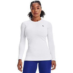 Under Armour Dames Authentics T-shirt met lange mouwen en ronde hals, Wit (100)/Zwart, XS