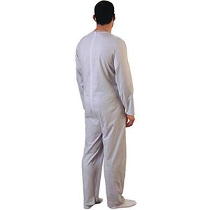 Rekordsan Pyjama voor heren, klassiek, katoen, met 1 ritssluiting, grijs, maat 1 - 1 stuk