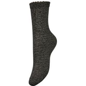 PIECES Pcsebby Glitter Long 1 Pack Socks Noos, Zwart/Detail: GOLD KLEUR LUREX, Eén Maat