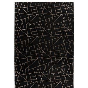 Hoogpolig tapijt zwart goud slaapkamer zacht pluizig effen kleur 80x150cm
