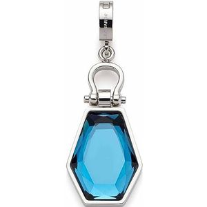 Leonardo Jewels Jane Clip & Mix hanger van roestvrij staal, zilverkleurige kettinghanger met blauw glaskristal, geschikt voor gravure, sieraden cadeau 023264, 4, Roestvrij staal, Geen edelsteen