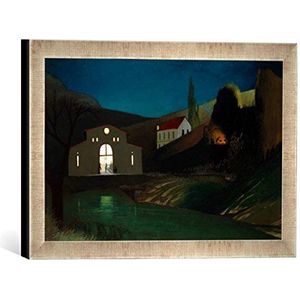 Ingelijste foto van Tivadar Csontváry-Kosztka ""Het elektriciteitsnet van Jajce bij nacht"", kunstdruk in hoogwaardige handgemaakte fotolijst, 40x30 cm, zilver Raya