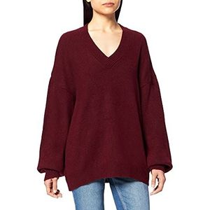 NA-KD Gebreide damestrui met V-hals, Rood, XS