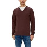Sweater - V-hals - Regular Fit - Lange Mouwen - Geribbelde Manchetten - Grijs