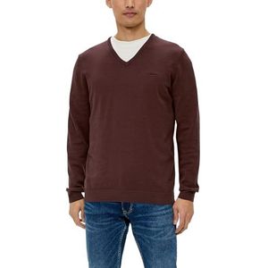 Sweater - V-hals - Regular Fit - Lange Mouwen - Geribbelde Manchetten - Grijs