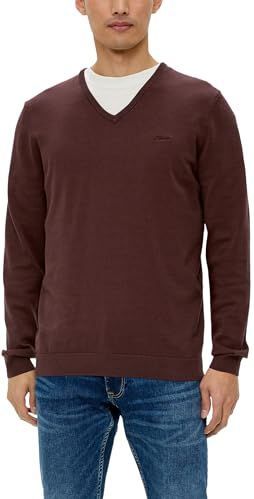 Sweater - V-hals - Regular Fit - Lange Mouwen - Geribbelde Manchetten - Grijs