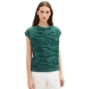 TOM TAILOR Dames Top 1035855, 31585 - Pine Green Towelling Waves, XXS