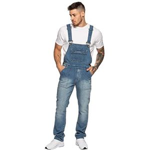 Enzo Ezd390 Ven Denim tuinbroek voor heren, lichte stonewash, 38