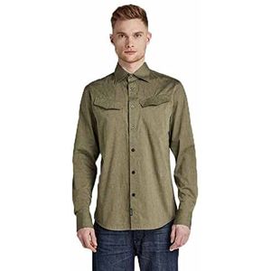 G-Star Raw heren Shirts Slant Pocket Slim Shirt, Multicolor (Shadow Olive Htr C965-d421), L