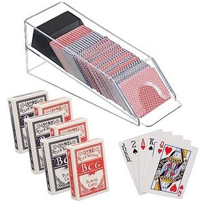 Relaxdays kaartverdeler, speelkaarten verdeler met 6 decks, blackjack, HBD: 10x10x29 cm, kaartenslof, transparant/zwart
