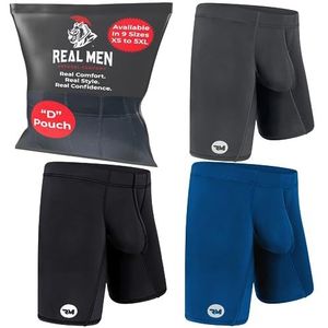 Real Men 6in Nylon Boxer Briefs D Pouch Lrg 3pk Blk/Blu/Gry Ball Separating Mens Underwear Large Pouch Mens Vasectomy Support Underwear Supporter For Men