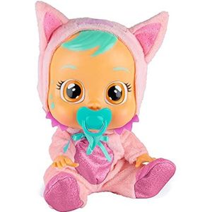 BEBÉS LLORONES Fantasy Foxie van de vos, interactieve pop met fopspeen en roze vossenpyjama, speelgoed en cadeau voor meisjes en jongens + 18 maanden