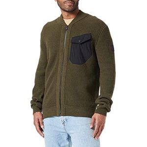BOSS Heren Knitwear Knitted_Jacket, Dark Green, XXXL