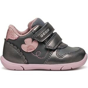 Geox B Zapito Girl First Walker Schoen voor babymeisjes, donkergrijs/roze, 19 EU, Dk Grey Rose, 19 EU