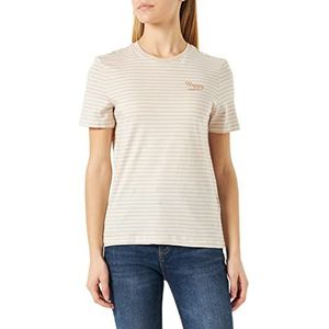 ONLY Onlweekday Reg S/S Stripe Top Box JRS T-shirt voor dames, Pumice Stone/Print: Happy (Nomad), XL