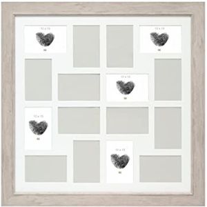 Deknudt Frames S48SH1P16 meervoudige fotolijst voor 16 foto's, hout, 10 x 15 cm, wit/helder