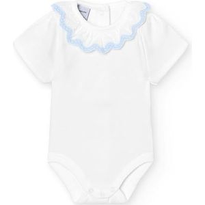 BABIDU Babybody met korte mouwen, 100% katoen, babybody met ruches op de hals, ademende stof, zacht en hypoallergeen voor de gevoelige huid, uniseks kleding voor baby's en meisjes, zomerbasis