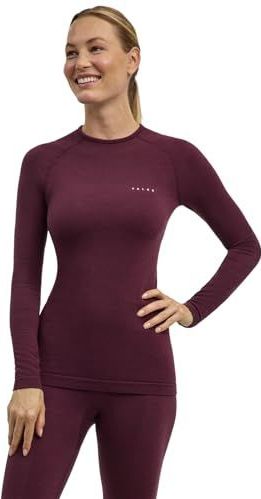 FALKE Dames Top van onderlaag Wool-Tech Protective W L/s Sh wol functioneel materiaal sneldrogend 1 stuk, Rood Barolo 8526, XS