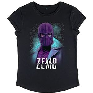 Marvel Dames Falcon and The Winter Soldier Zemo Purple Roll Sleeve T-Shirt, Zwart, S, zwart, S