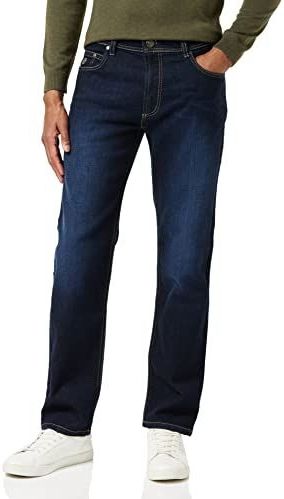 bugatti Heren Jeans Regular Fit Five-Pocket Katoen Stretch Denim, blauw (dark blue 363), 33W / 30L