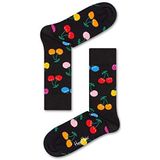 Happy Socks Cherry Sock, Kleurrijke en Leuke, Sokken voor Dames en Heren, Zwart-Groente-Oranje-Roze-Rood (36-40)