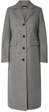 PIECES - PCJadine - Tussenmantel - Grijs gemêleerd - Lange pasvorm