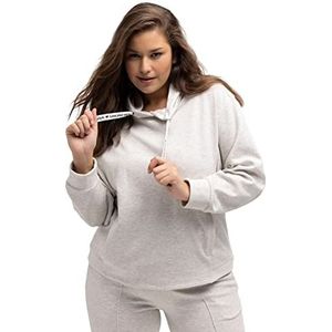 Ulla Popken Dames melange, oversized sweatshirt, lichtgrijs melange, normaal, Lichtgrijs Mélang, 46-48
