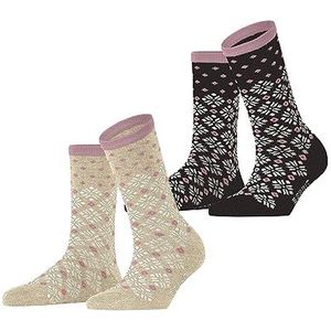 ESPRIT Dames Sokken Norwegian 2-Pack W SO Katoen Gedessineerd Multipack 2 Paar, Veelkleurig (Sortiment 0050), 36-41