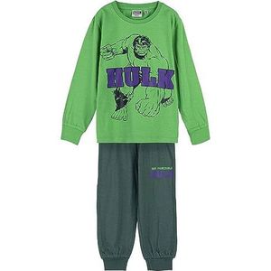 Hulk Winterpyjama voor kinderen, groen, maat 5 jaar, lange pyjama van 100% katoen, elastische manchetten voor de beste pasvorm, origineel product, ontworpen in Spanje, Groen en zwart, 5 Jaar