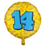 PD-Party 7042114 Gelukkig Folie Ballonnen | Happy Balloons | Viering | Feest Decoraties - 14 Jaren, Geel/Oranje, 46cm Lengte x 46cm Breedte x 46cm Hoogte