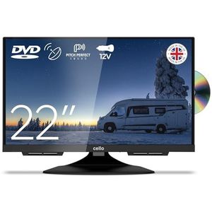 Cello C2224F Trav 22 FULL HD DVD Camping Travel TV met Frameless geïntegreerde DVD-speler Drievoudige tuner DVB-C/-S2/-T2 ""Pitch Perfect Sound"" Camper Caravan Truck Boot Made in Europe [2024], 22