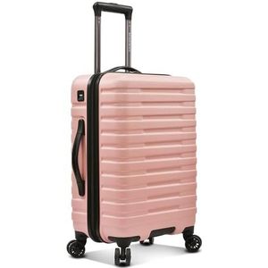 U.S. Traveler Boren Polycarbonaat hardside robuuste reiskoffer bagage met 8 spinnerwielen, aluminium handvat, roze, geruit, grote 30-inch