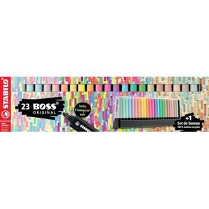 Markeerstift - STABILO Boss Original - bureauset x 23 markeerstiften - 8 neon + 8 pastel + 6 natuurlijke kleuren + 1 zwarte marker