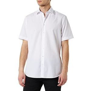 Seidensticker Men's Shaped Fit Shirt met korte mouwen, wit, 40, wit, 40