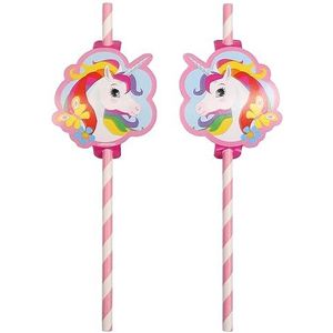 amscan 9908224 8 rietjes Unicorn papier 19,7 cm