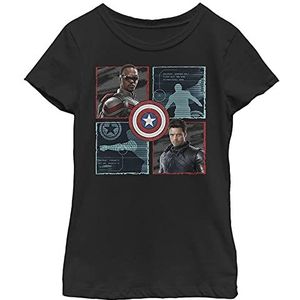 Marvel Likeness The Falcon and The Winter Soldier Hero Box Up Solid Crew T-shirt voor meisjes, zwart, XS, zwart, XS, zwart, XS