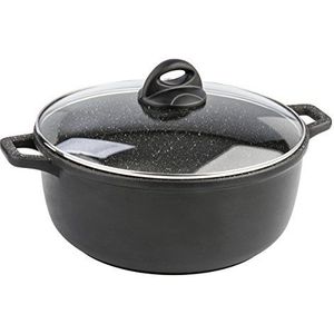 Barazzoni Le Cotture Speciali braadpan met twee handgrepen met deksel, van gegoten aluminium, zwart, 28 cm