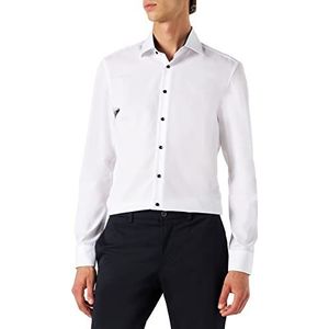 Seidensticker Businesshemd voor heren, slim fit, strijkvrij, kent-kraag, lange mouwen, 100% katoen, wit (wit 01), 42