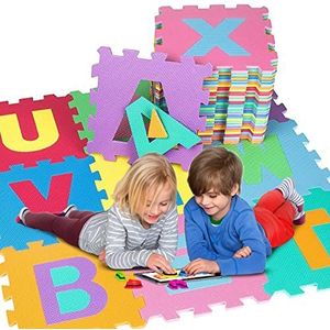 Vloerkleed voor kinderen, kleurrijk, van zacht rubber, CE-gecertificeerd, 36 stuks, 26 letters van 0 tot 9