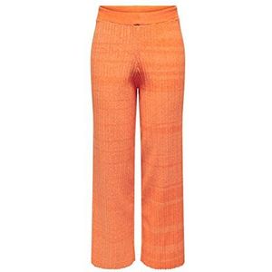 ONLY ONLHARPER Wide Pant CC KNT damesbroek, mock oranje/patroon: vlam, L, Mock Oranje/Patroon: vlam, L