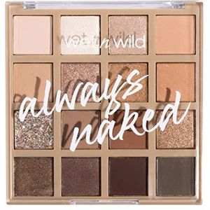 Wet n Wild Always Naked Oogschaduw Palet, Mengbare Neutrale Oogschaduw Kleuren met Matte, Sprankelende, Glitter Afwerkingen, Naakt Oogschaduw Palet met 16 Ultra-Geconcentreerde Kleuren