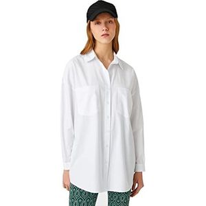 Koton Dames Katoen Pocket Shirt, wit (000), 38