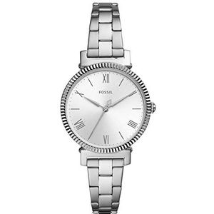Fossil Daisy horloge voor dames, Quartz uurwerk met roestvrij stalen of leren band, Zilvertint