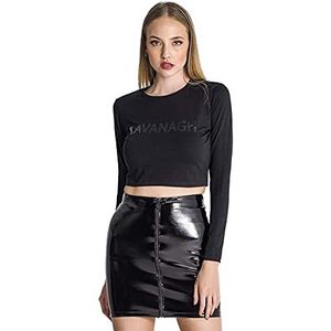 Gianni Kavanagh Black No Sleep T-shirt met lange mouwen voor dames, Blanco Y Gris, XL