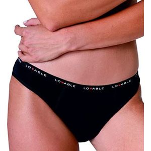 LOVABLE menstruatiecyclus, gemiddelde stroming, menstruatieslips, bi-pack slip (verpakking van 2 stuks) voor dames, Zwart, XL