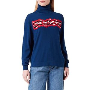 Love Moschino Damestrui met lange mouwen en striped logo, blauw, 46
