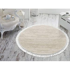 Homemania HALI-92420 tapijt, bedrukt, Wood 15, modern, beige, geweven, 160 x 160 cm