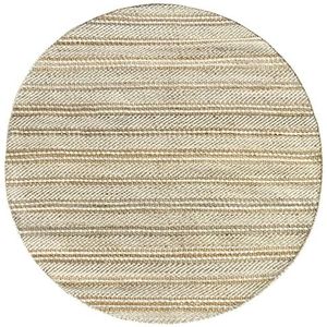 HAMID - Olivia Yute-tapijt, rond tapijt, wol en jute, handgeweven voor woonkamer, slaapkamer, woonkamer, natuurlijk wit, 150 x 150 cm